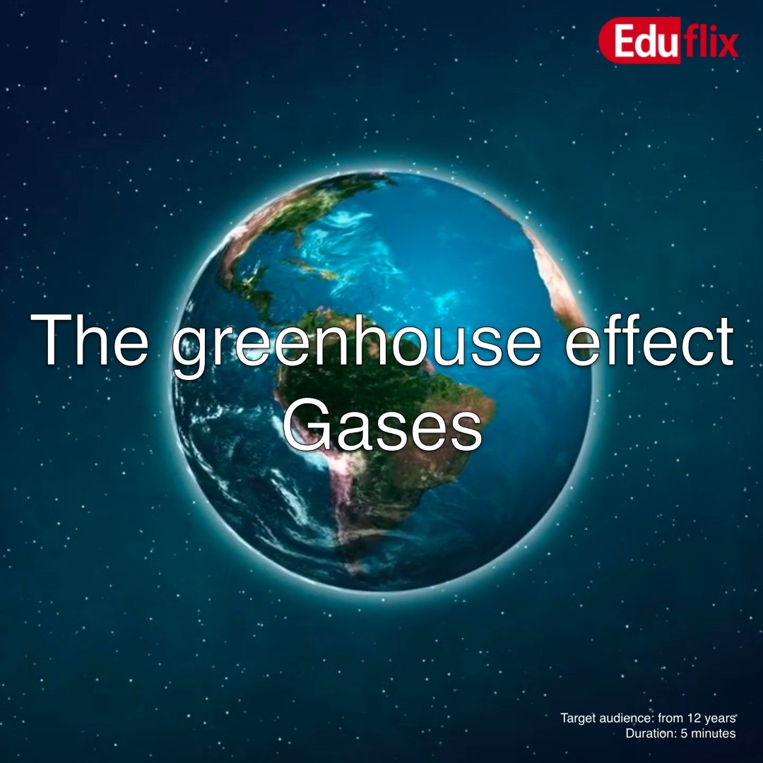 The greenhouse effect is a natural process that regulates the temperature of the earth and where the greenhouse gases, which are present in the atmosphere, make that process possible. Increasing greenhouse gases have an increased greenhouse effect. Target group: from 12 years. Duration: 5 minutes.